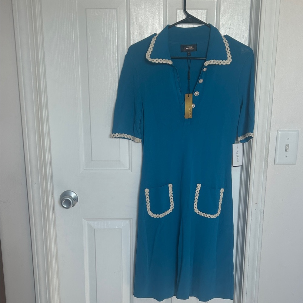 Blue Dress with White Trim